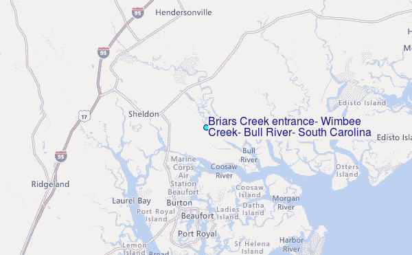 Briars Creek entrance, Wimbee Creek, Bull River, South Carolina Tide Station Location Map