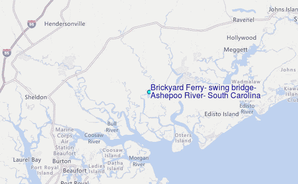 Brickyard Ferry, swing bridge, Ashepoo River, South Carolina Tide Station Location Map