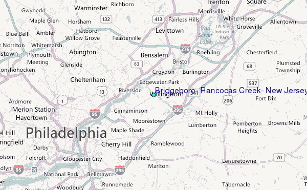 Bridgeboro, Rancocas Creek, New Jersey Tide Station Location Map