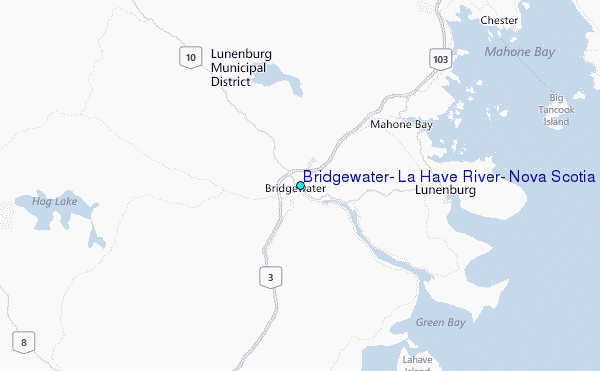 Bridgewater, La Have River, Nova Scotia Tide Station Location Map