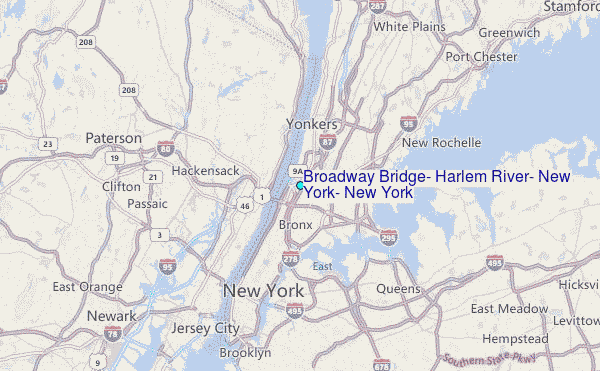 Broadway Bridge, Harlem River, New York, New York Tide Station Location Map