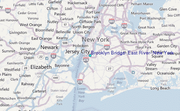 Brooklyn Bridge, East River, New York Tide Station Location Map