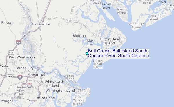 Bull Creek, Bull Island South, Cooper River, South Carolina Tide Station Location Map