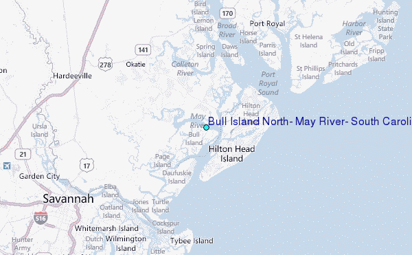 Bull Island North, May River, South Carolina Tide Station Location Map
