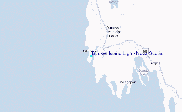 Bunker Island Light, Nova Scotia Tide Station Location Map