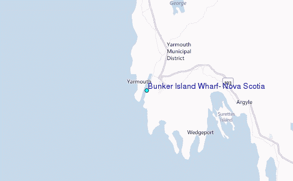 Bunker Island Wharf, Nova Scotia Tide Station Location Map