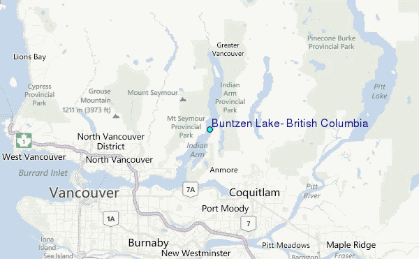 Buntzen Lake, British Columbia Tide Station Location Map
