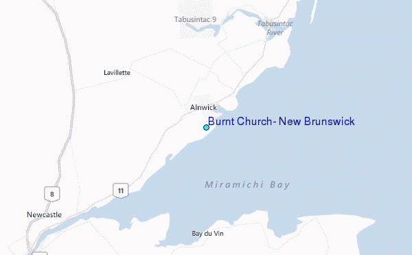 Burnt Church, New Brunswick Tide Station Location Map