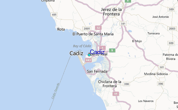 Cádiz Tide Station Location Map