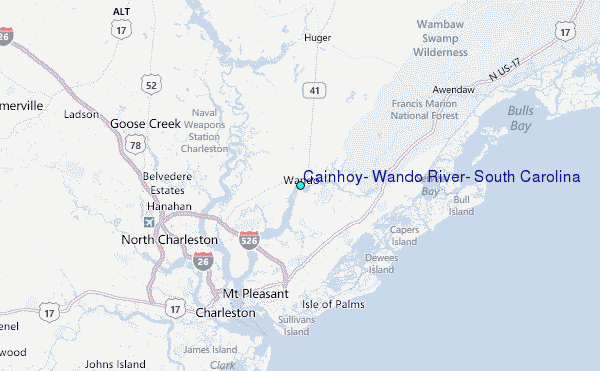 Cainhoy, Wando River, South Carolina Tide Station Location Map
