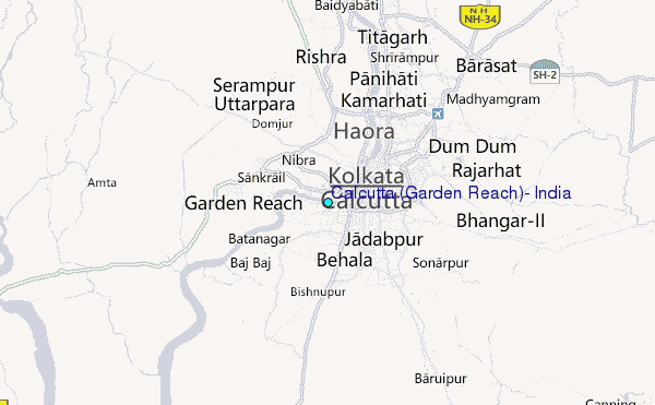 Calcutta (Garden Reach), India Tide Station Location Map