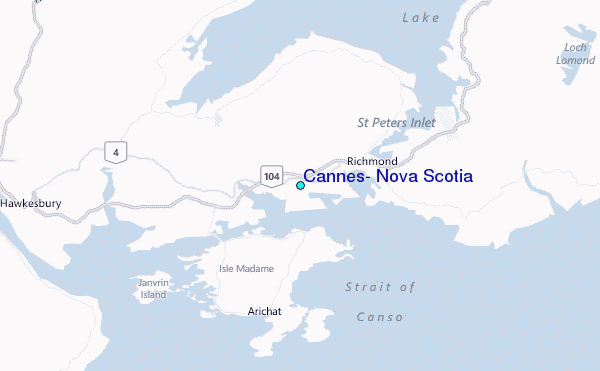 Cannes, Nova Scotia Tide Station Location Map