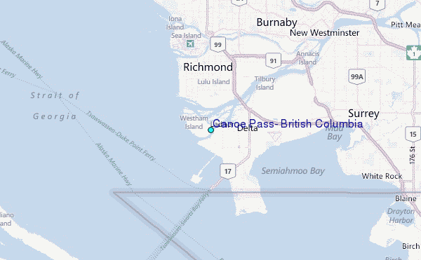 Canoe Pass, British Columbia Tide Station Location Map