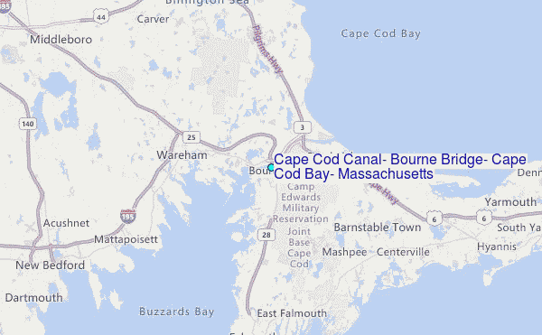 Cape Cod Canal, Bourne Bridge, Cape Cod Bay, Massachusetts Tide Station Location Map