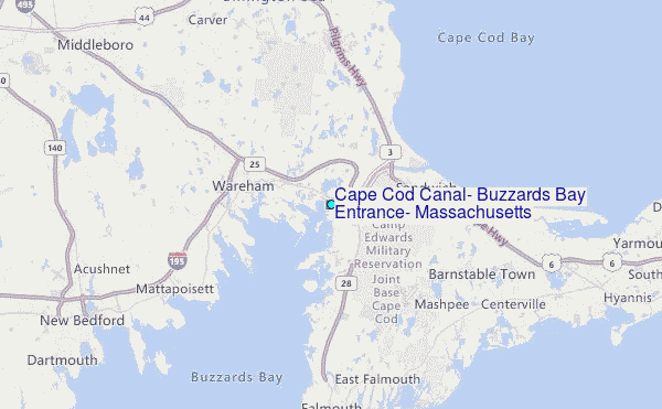 Cape Cod Canal, Buzzards Bay Entrance, Massachusetts Tide Station Location Map