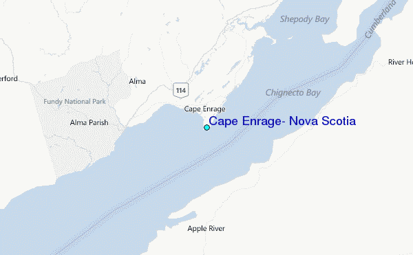 Cape Enrage, Nova Scotia Tide Station Location Map