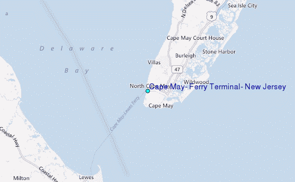 Cape May, Ferry Terminal, New Jersey Tide Station Location Map