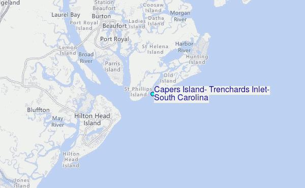 Capers Island, Trenchards Inlet, South Carolina Tide Station Location Map