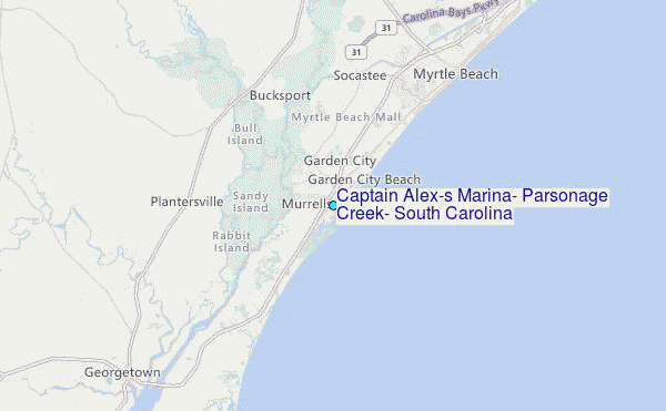 Captain Alex's Marina, Parsonage Creek, South Carolina Tide Station Location Map