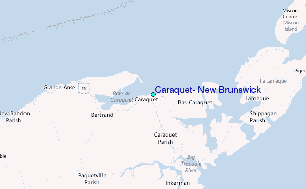 Caraquet, New Brunswick Tide Station Location Map