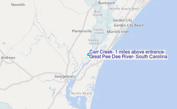 Carr Creek, 1 miles above entrance, Great Pee Dee River, South Carolina Tide Station Location Map