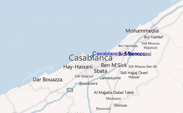 Casablanca, Morocco Tide Station Location Map