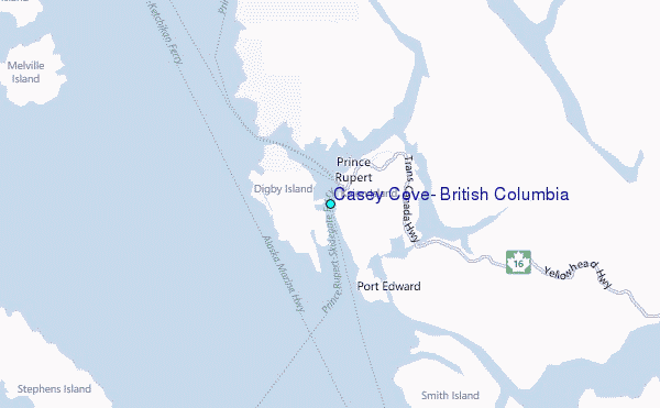 Casey Cove, British Columbia Tide Station Location Map