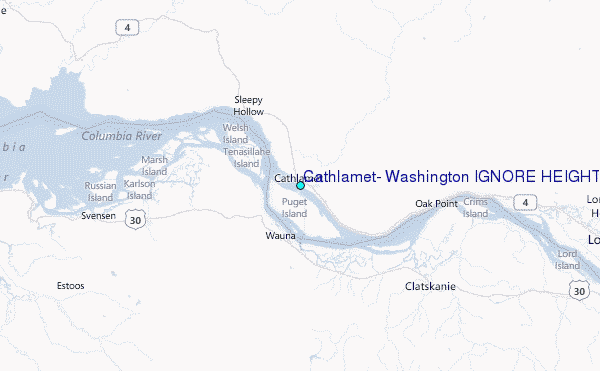 Cathlamet, Washington IGNORE HEIGHTS Tide Station Location Map
