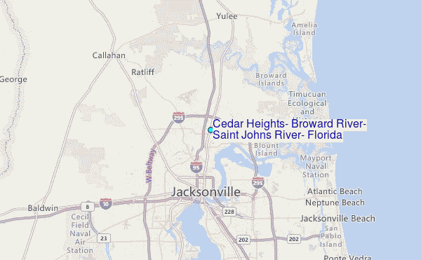 Cedar Heights, Broward River, Saint Johns River, Florida Tide Station Location Map