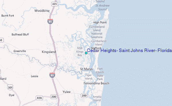Cedar Heights, Saint Johns River, Florida Tide Station Location Map