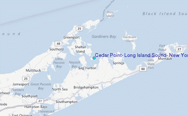 Cedar Point, Long Island Sound, New York Tide Station Location Map
