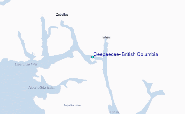 Ceepeecee, British Columbia Tide Station Location Map