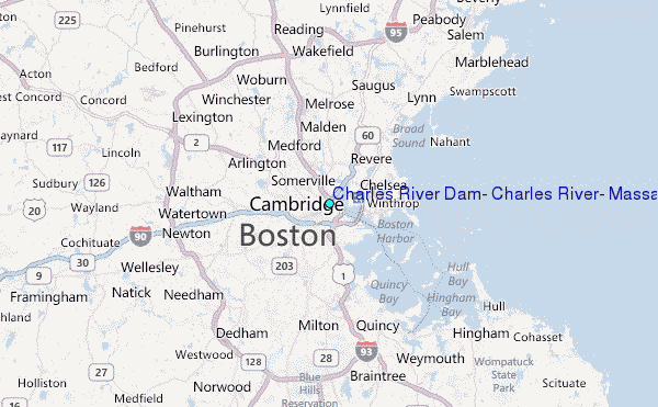 Charles River Dam, Charles River, Massachusetts Tide Station Location Map
