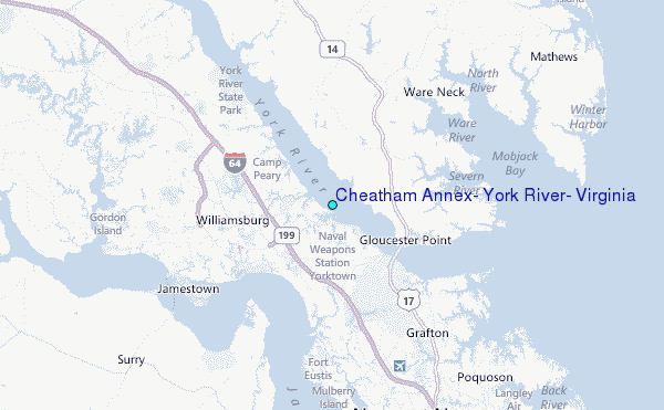 Cheatham Annex, York River, Virginia Tide Station Location Map