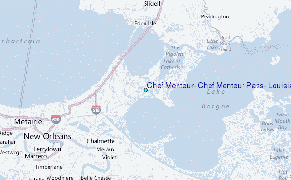 Chef Menteur, Chef Menteur Pass, Louisiana Tide Station Location Map