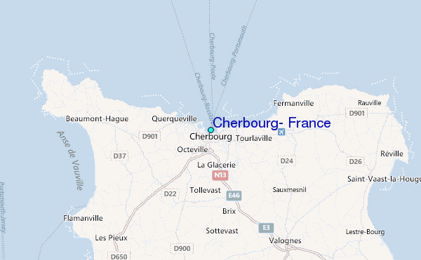 Cherbourg, France Tide Station Location Map