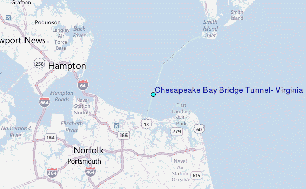 Chesapeake Bay Bridge Tunnel, Virginia Tide Station Location Map