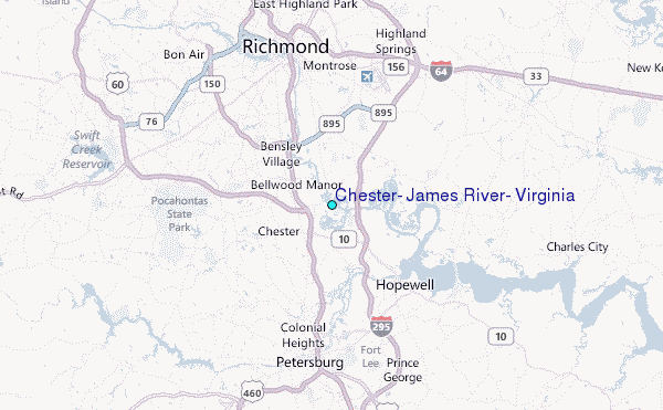 Chester, James River, Virginia Tide Station Location Map