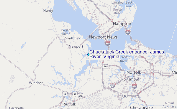 Chuckatuck Creek entrance, James River, Virginia Tide Station Location Map