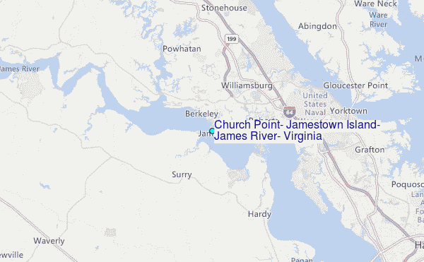 Church Point, Jamestown Island, James River, Virginia Tide Station Location Map