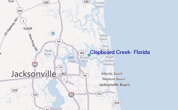Clapboard Creek, Florida Tide Station Location Map