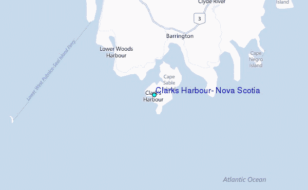 Clarks Harbour, Nova Scotia Tide Station Location Map