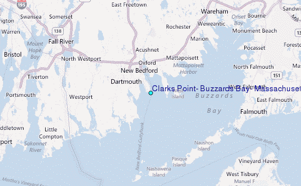 Clarks Point, Buzzards Bay, Massachusetts Tide Station Location Map