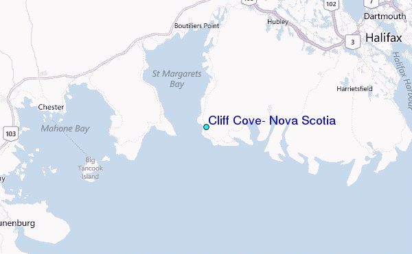 Cliff Cove, Nova Scotia Tide Station Location Map