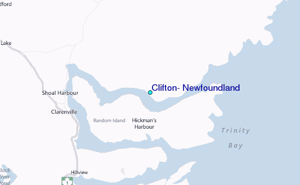 Clifton, Newfoundland Tide Station Location Map