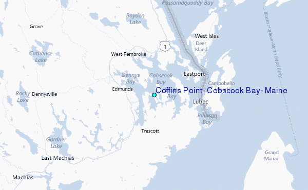 Coffins Point, Cobscook Bay, Maine Tide Station Location Map