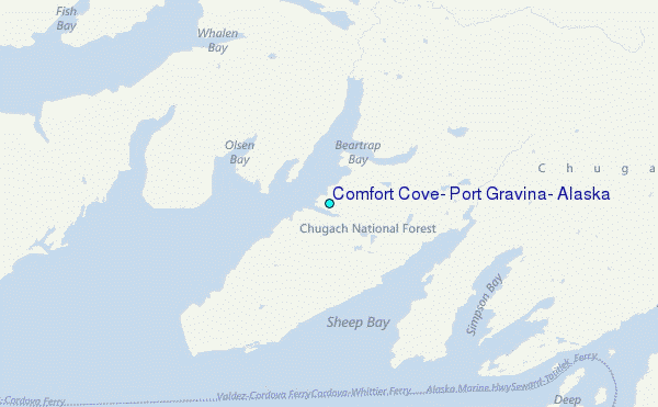 Comfort Cove, Port Gravina, Alaska Tide Station Location Map