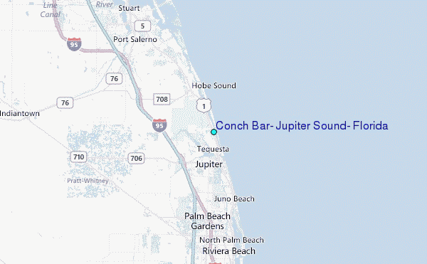 Conch Bar, Jupiter Sound, Florida Tide Station Location Map