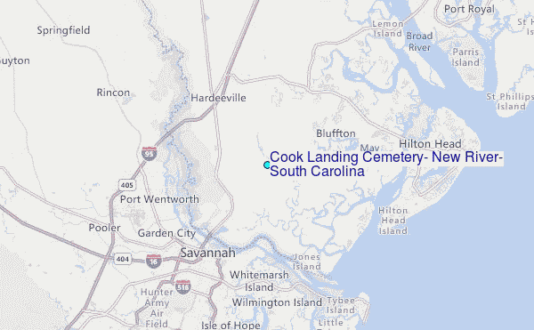 Cook Landing Cemetery, New River, South Carolina Tide Station Location Map