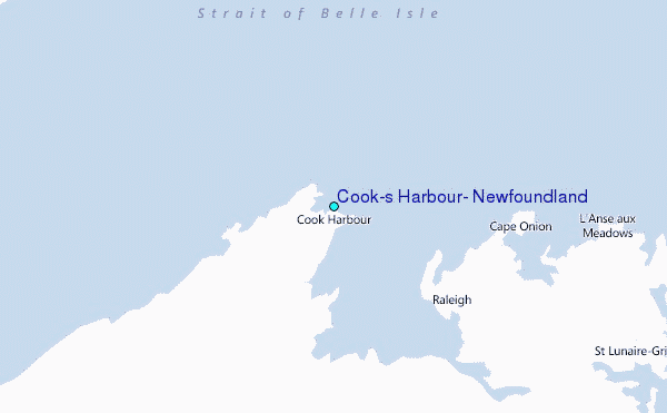 Cook's Harbour, Newfoundland Tide Station Location Map